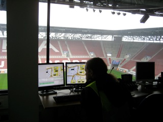 Leitstand im Stadion